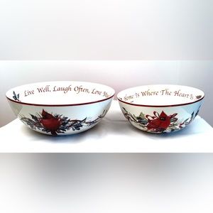 GORGEOUS NWT SET OF 2 LENOX WINTER GREETINGS SERVING BOWLS